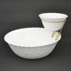 Indiana Glass Chip and Dip Bowl Set White Milk Glass Basketweave MCM