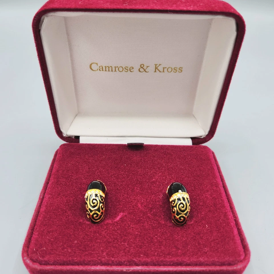 Camrose & Kross Jacqueline Kennedy JBK Parisian Love Circle Black Post Earrings - image 2 of 4