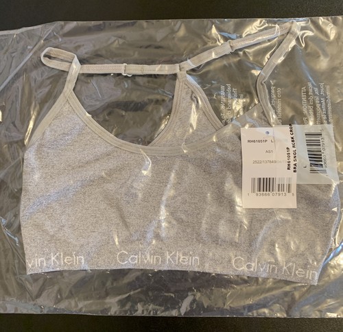 CALVIN KLEIN Gray Crop Single Racerback Bra Girls Size Large 10/12 NWT Free Ship - Picture 3 of 4