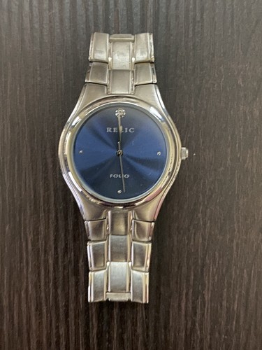 Mens Relic Watch blue face with stone 