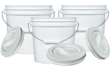 2 Gallon White Food Grade BPA Free Bucket Pail with screw on lids Pack of 3 