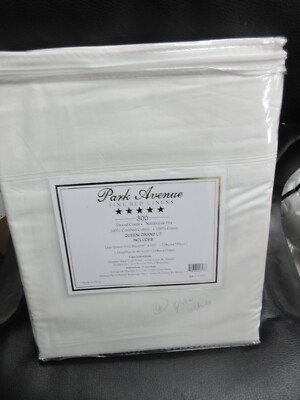 QUEEN FLAT sheet 100% COTTON 300 COUNT OFF WHITE PARK AVENUE BRAND NEW