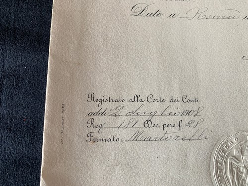 Vittorio Emanuele III, Title Ragioniere Finance Decree Short Of Conti 1908 - Picture 5 of 11