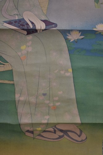 JAPANESE KAKEJIKU PAINTED SCROLL ART Charcoal Paint - Washi Canvas - Picture 5 of 14