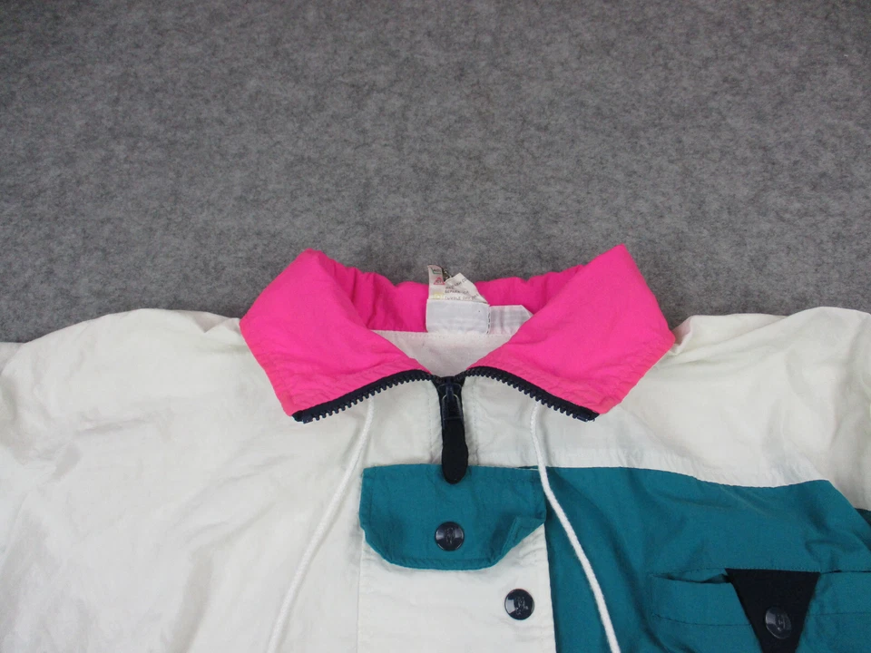 VINTAGE Prince Tennis Jacket Women Medium White Blue Performance Windbreaker 80s - Image 2 of 4