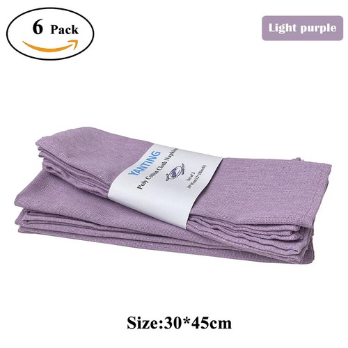 6Pcs 30X45CM Purple Cloth Napkins Reusable Washable Table Placemat Party Decor