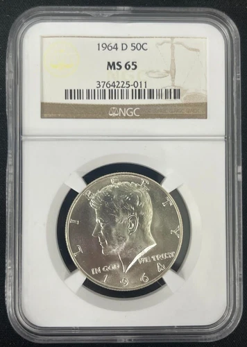 1964 D Kennedy Silver Half Dollar NGC MS65