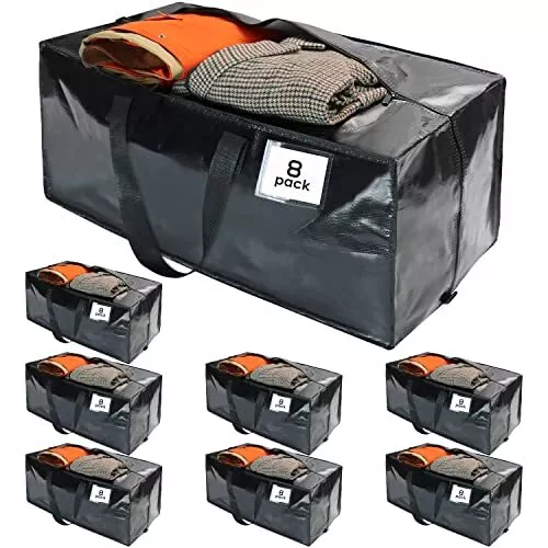 Extra Large Storage Bags Black Moving Bags Totes with Zippers for