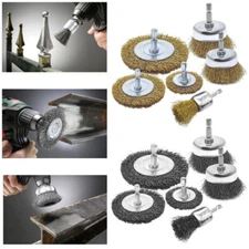 6PC Rotary Steel Wire Brush Drill Attachment Cup Wheel Set Tool Rust Removal Set