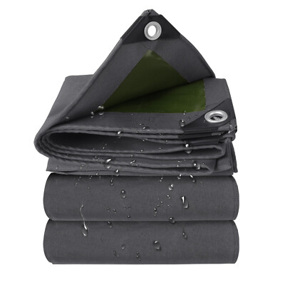 #ad Heavy Duty 19.4oz Canvas Tarp Water and Mildew Resistant Tarpaulin RV Boat Cover $179.50