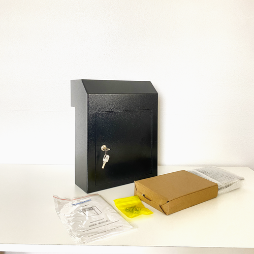 OPEN BOX Rainproof Heavy Duty Through the Door Safe Mail Drop Box, Black - Picture 2 of 10