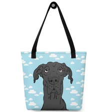 Black Great Dane Dog Retro Cloud Tote Shopping Library Bag Pool Tote Gift