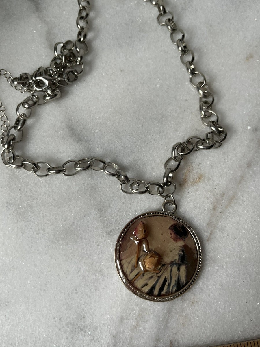 Picture Medallion Handmade Antique Style Silver Chunky Necklace 28