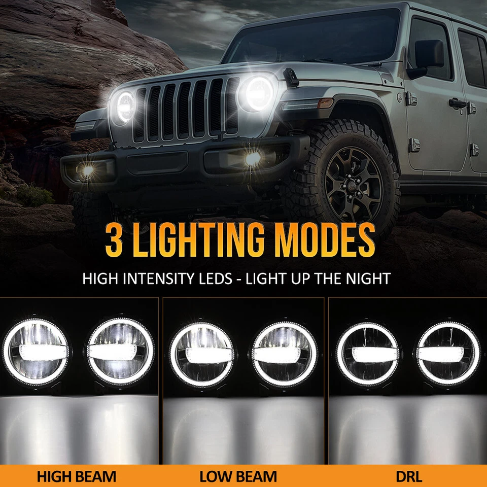 Faros LED redondos más nuevos de 9 pulgadas con DRL para Jeep Gladiator JT 2018-2022 Foto 2 de 4