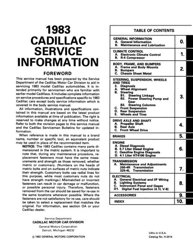 1983 Cadillac Shop Manual - Picture 2 of 4