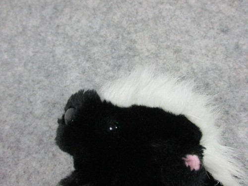 Skunk Hand Puppet 14" Plush Pretend Toy Stuffed Animal Black White Green eye - Picture 10 of 11