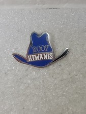 Kiwanis International Enamel 2007 Cowboy Hat Lapel Pin Silver Toned