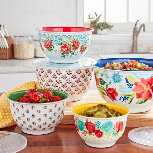 Melamine Mixing Bowl Set 10 Piece Nesting Kitchen Storage Food Prep Serving New - Picture 2 of 20