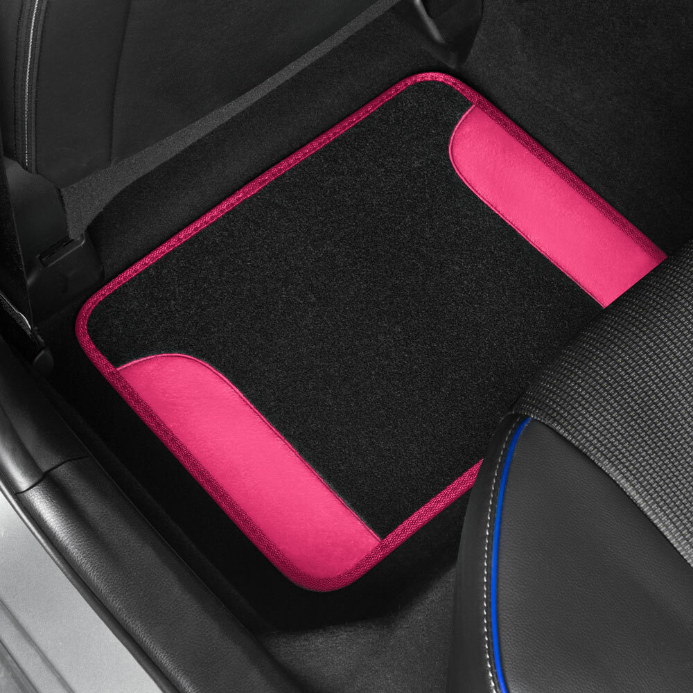 4pc Hot Pink Car Floor Mats for Auto Carpet Semi Custom Fit Heavy Duty