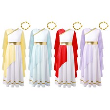 Kinder M&auml;dchen Kleid Gl&auml;nzend Tanzbekleidung &Uuml;bung Spielbekleidung Chiffon Toga