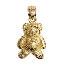 New 14k Yellow Gold Teddy Bear Pendant