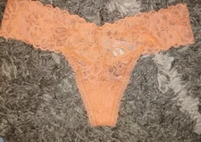 VS all over lace thong Panty NEW SIZE small bright melon