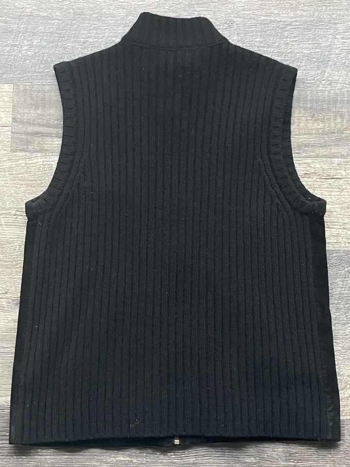 Chaleco Lauren Ralph Lauren Mujer P/M Cuero Negro Cachemira Angora Lana Merino Foto 3 de 4