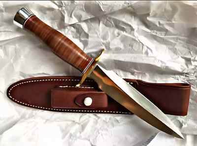 Handmade Hunting D2 Steel Camping Dagger Stacked Leather Survival Bowie