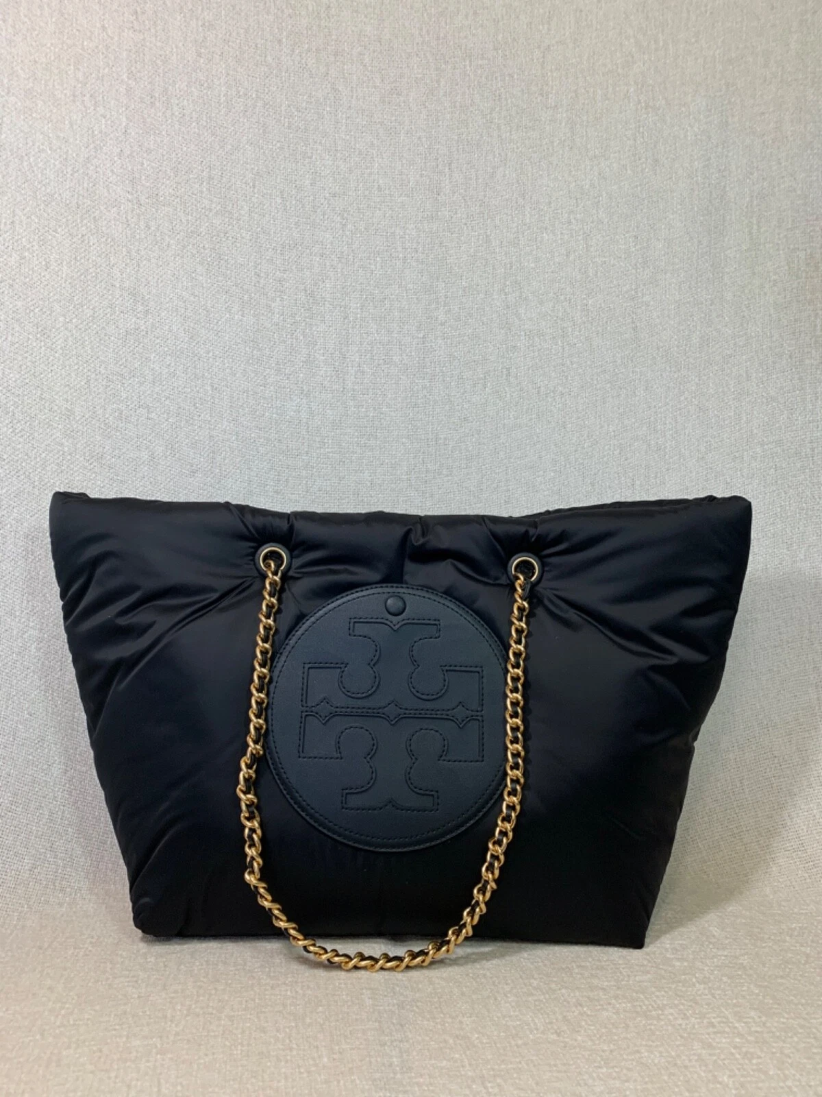 NUOVO Tory Burch Ella Puffer nero nylon catena borsa $348