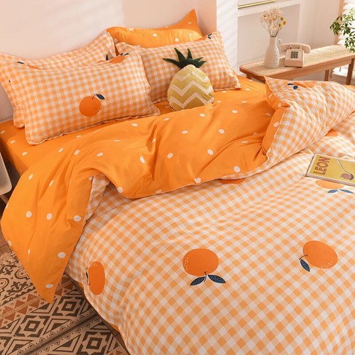 3/4pcs Cute Cartoon Fruit Bedding Set Flat Bed Sheet Duvet Cover Pillowcase - Bild 45 von 48