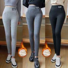Women Winter Fleece Lined High Waist Leggings Trousers Pants Thick Thermal Warm