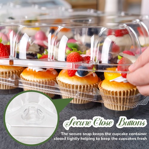 NPLUX 24 Count Cupcake Containers 10 Pack Cupcake Holders Plastic Stackable - Picture 2 of 7