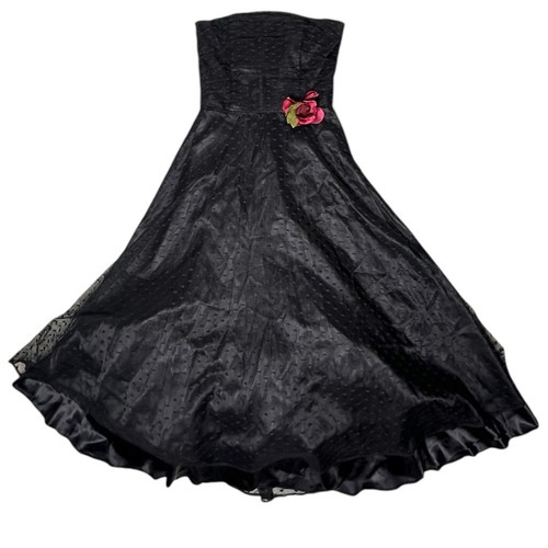 Vestido De Colección Scott McClintock Negro Tul Vacaciones Baile de graduación Fiesta Glam Rock Talla 8 - Imagen 3 de 8