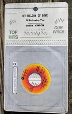 Bobby Vinton NOS " My Melody Of Love" 45 rpm On Store Display Cardboard 1974