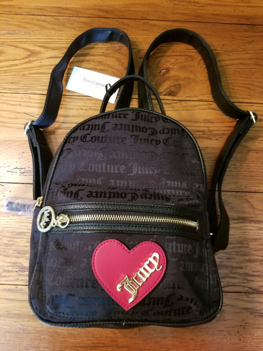 NWT Juicy Couture Cross My Heart Logo Backpack Black Red  display picture 2