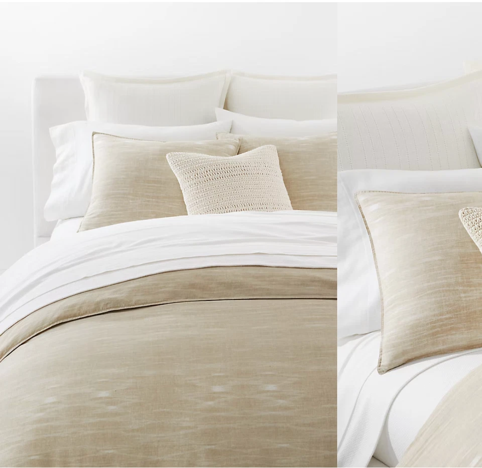 Conjunto de capa de edredom Ralph Lauren Kent linho mistura de algodão bege QUEEN 3 peças - Imagem 2 de 4