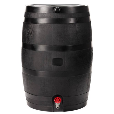 #ad RTS Home Accents Polyethylene 50 Gallon Flat Back Eco Rain Barrel Black Color $110.99