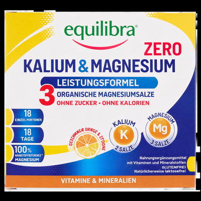 Magnesium Kalium ZERO Equilibra Elektrolyte 18 Beutel ohne Zucker Sport NEU!!