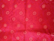 Red Brocade with Gold Flowers Fabric with Damask Background 5 yds of 30" fabric