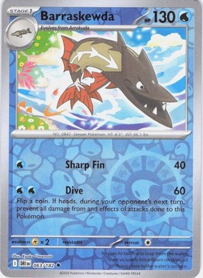 Barraskewda Destined Rivals 063/182 Reverse Holo Pokemon TCG NM