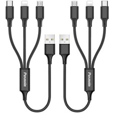 2 Pack 3 in 1 Multi Charging Cable 1FT Braided USB Type C Micro
