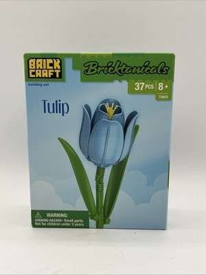 Bricktanicals BLUE TULIP Brick Craft Block Building Set 37 Pieces