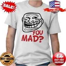 Funny Troll Face Internet Meme T-Shirt, Retro You Mad Graphic Tee, Unisex Vintag