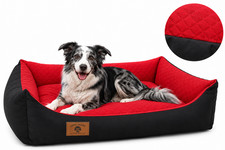 XL Hundebett Hundekissen Hundesofa Katzenbett 100x70 wasserdicht schwarz-rot