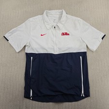 Nike Ole Miss Rebels Polo Golf Shirt Mens Small Blue White 1/4 Zip SEC Football