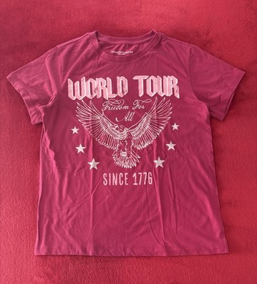 Grayson Threads Patriotic World Tour Graphic Stars Red Cotton Crew S