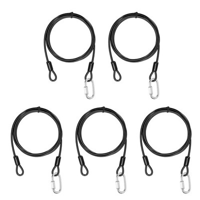 5Set 3/16'' Dia 6.6ft Security Steel Cable with Loops Black + Quick Links