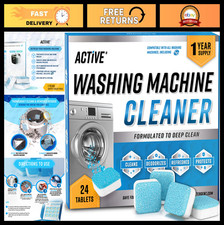 Washing Machine Cleaner Tablets 24 Pack - Eco-Friendly Descaler for HE  Top Loa