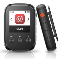 Portable Kids Mp3 Player with Clip on Back,Small Music Player with FM 8GB Black