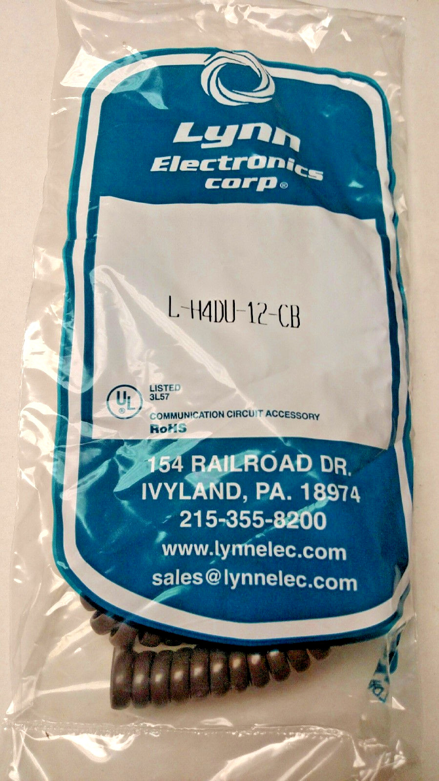 Vintage Cocoa Brown Landline Phone Handset Cord Curly Coil Lynn H4DU 12 CB 12Ft